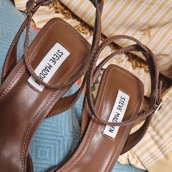 Steve Madden Chocolate Brown Strappy Heels - Picture 2 of 6